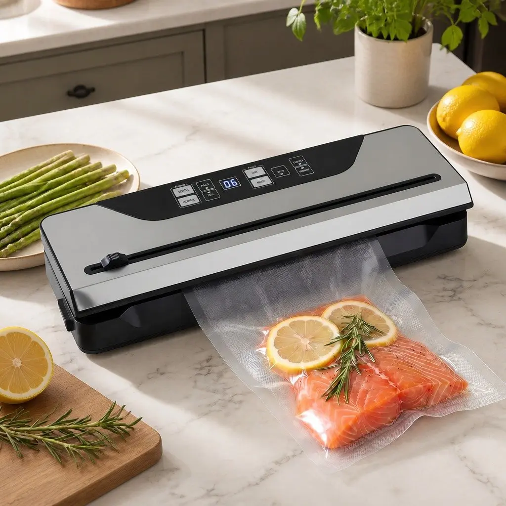 Food Vacuum Sealer Machine Auto Seal 9 Modes Marinate Adjustable Vacuum Pressure Black