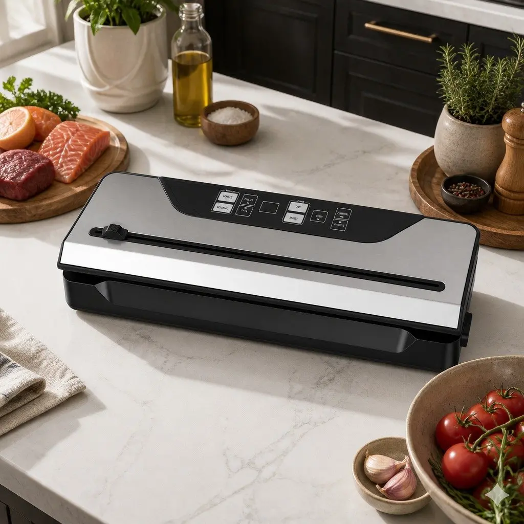 Food Vacuum Sealer Machine Auto Seal 9 Modes Marinate Adjustable Vacuum Pressure Black