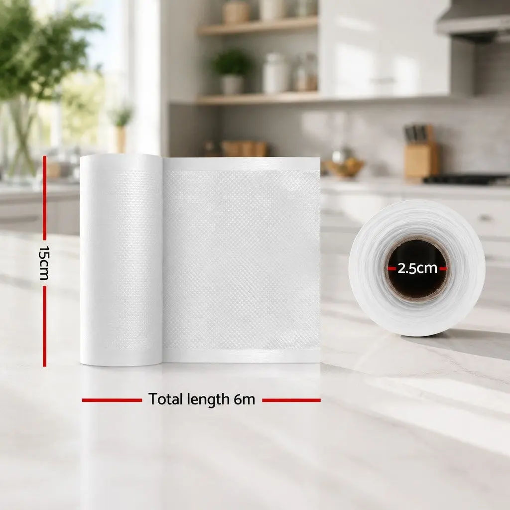 Food Vacuum Sealer Bags Storage Roll 15cm x 6m Transparent