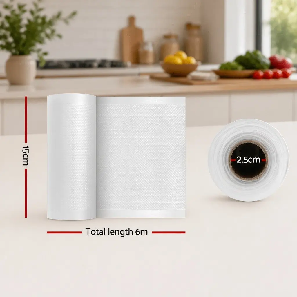 Food Vacuum Sealer Bags 6 Rolls Storage Freezer Fresh Keeping Transparent 15cm x 600cm