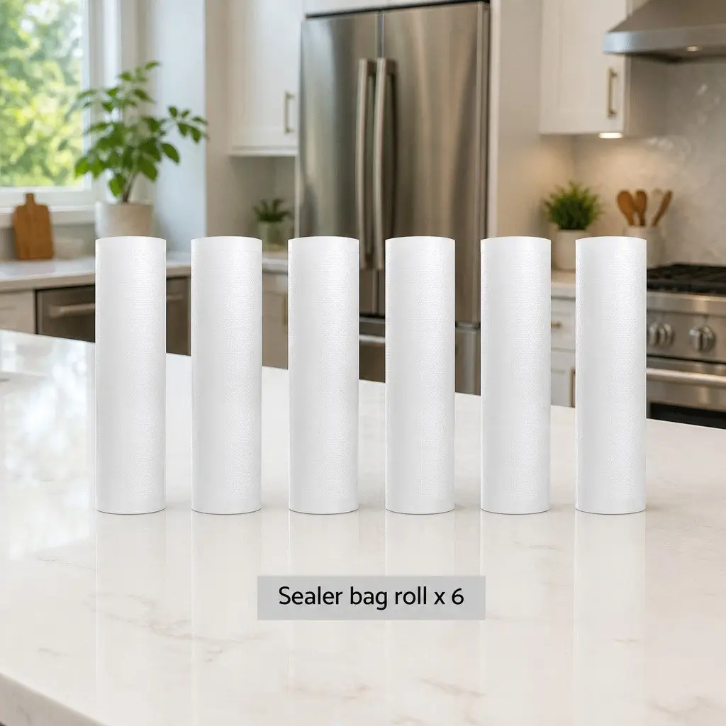 Food Vacuum Sealer Bags 28cm x 6m Roll Storage Fresh Keeping Kitchen Pack of 6