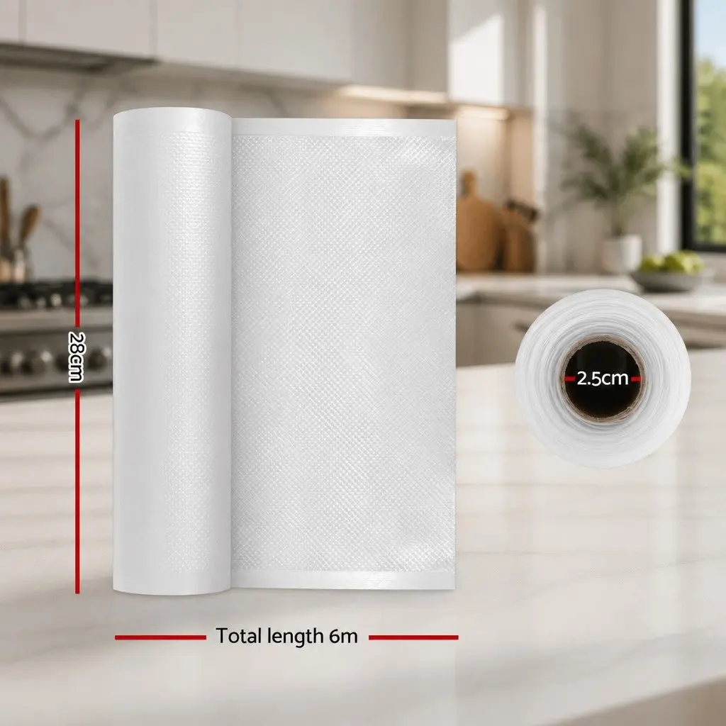 Food Vacuum Sealer Bags 10 Rolls Storage Heat Seal 28cm x 6m Transparent