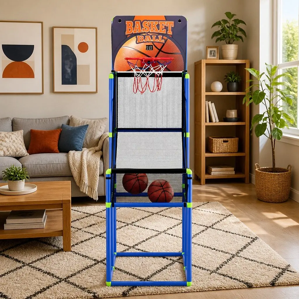 Basketball Shooting Game Machine 3-in-1 Electronic Scorer Adjustable Indoor