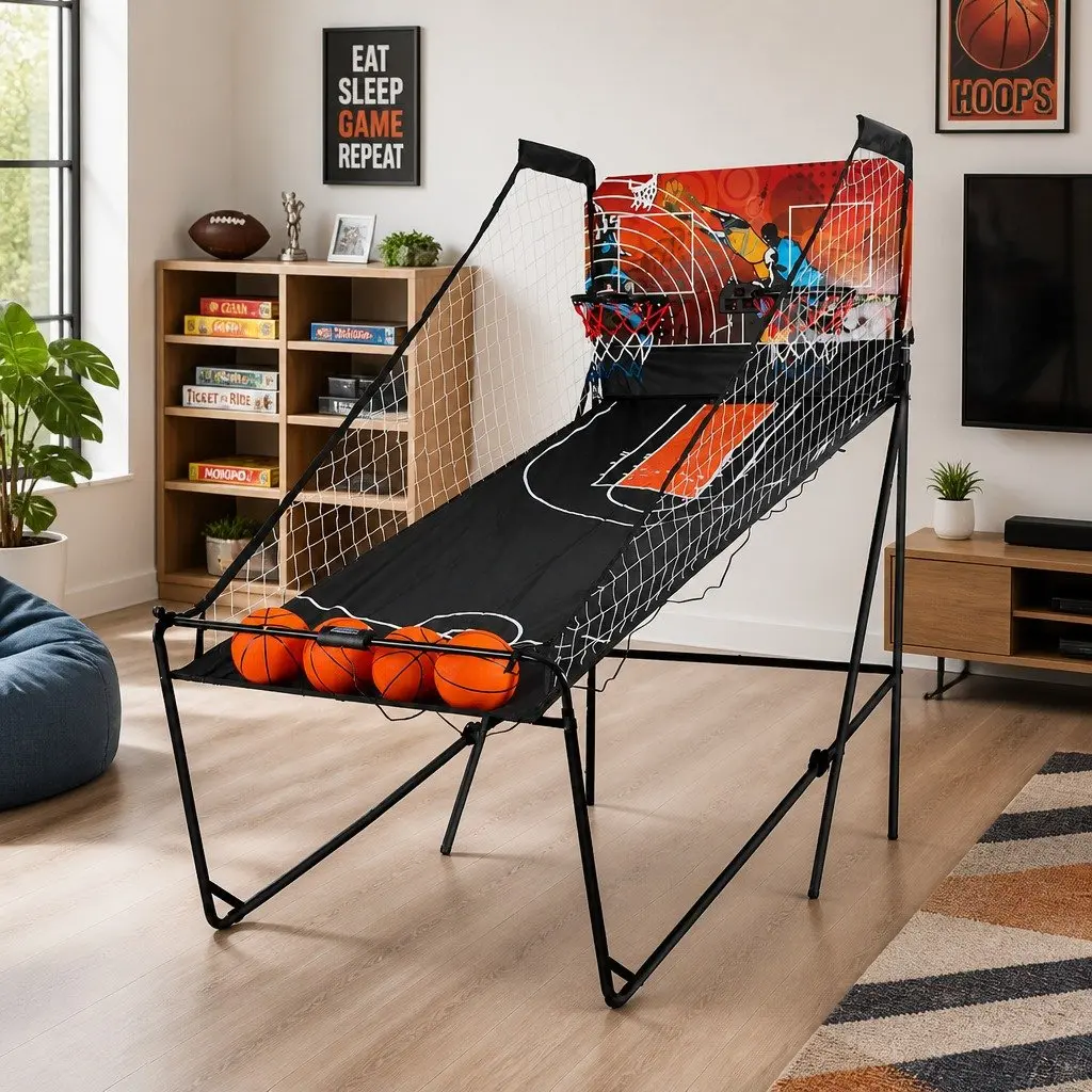 Basketball Shooting Machine Electronic Scorer 8 Game Modes Double Shoot 216x107x205cm Black