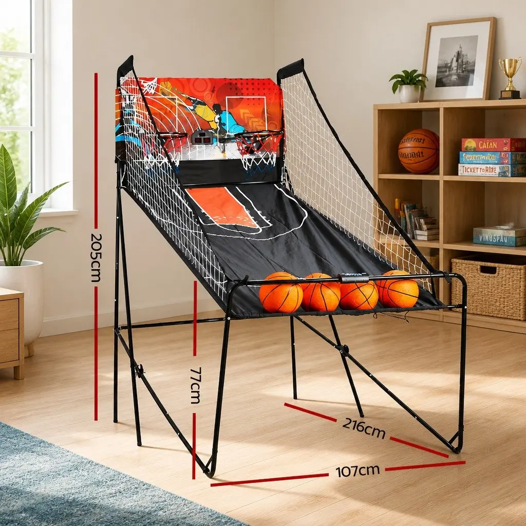 Basketball Shooting Machine Electronic Scorer 8 Game Modes Double Shoot 216x107x205cm Black