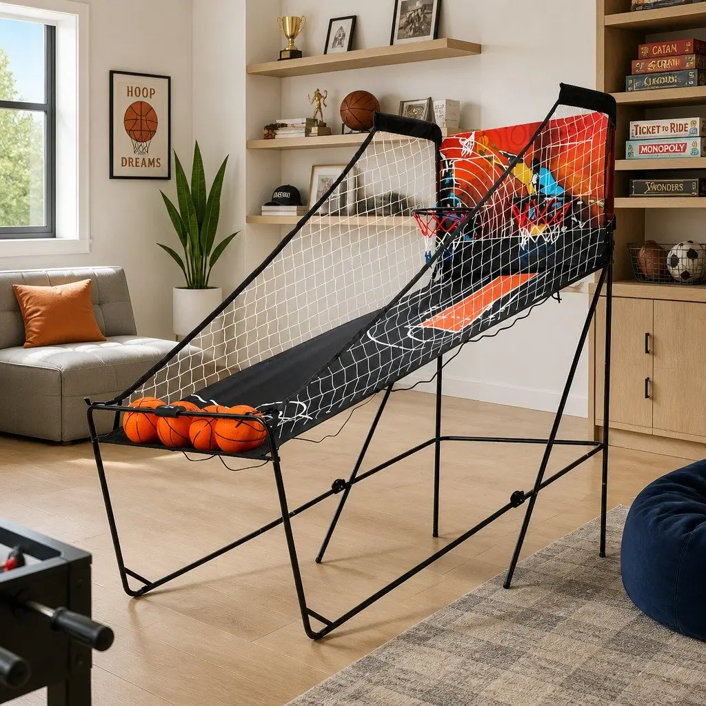 Basketball Shooting Machine Electronic Scorer 8 Game Modes Double Shoot 216x107x205cm Black