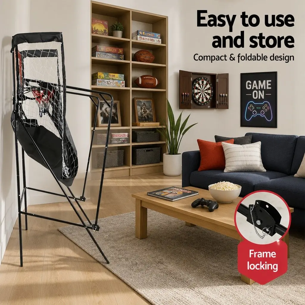 Basketball Shooting Machine Electronic Scorer 8 Game Modes Double Shoot 216x107x205cm Black