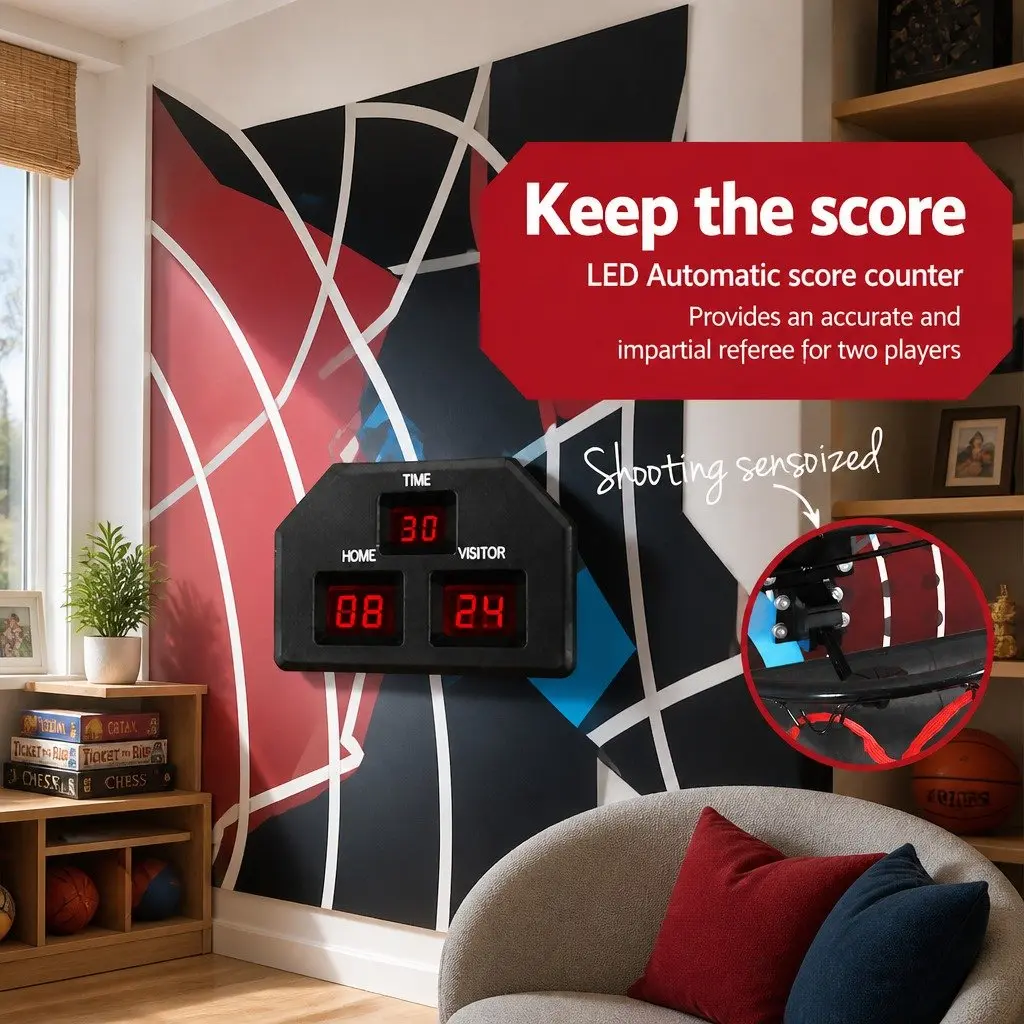 Basketball Shooting Machine Electronic Scorer 8 Game Modes Double Shoot 216x107x205cm Black