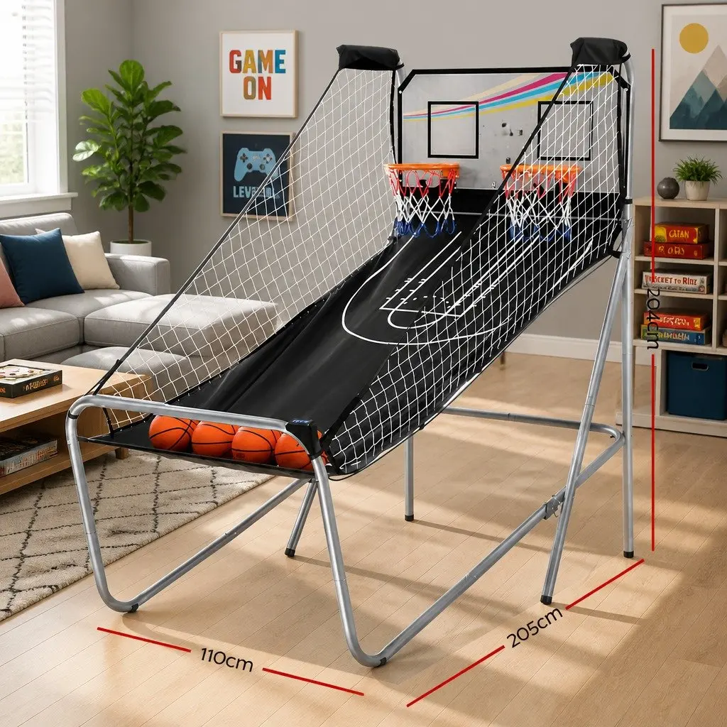 Basketball Shooting Machine Electronic Scorer 8 Game Modes Indoor Outdoor Use Silver Black