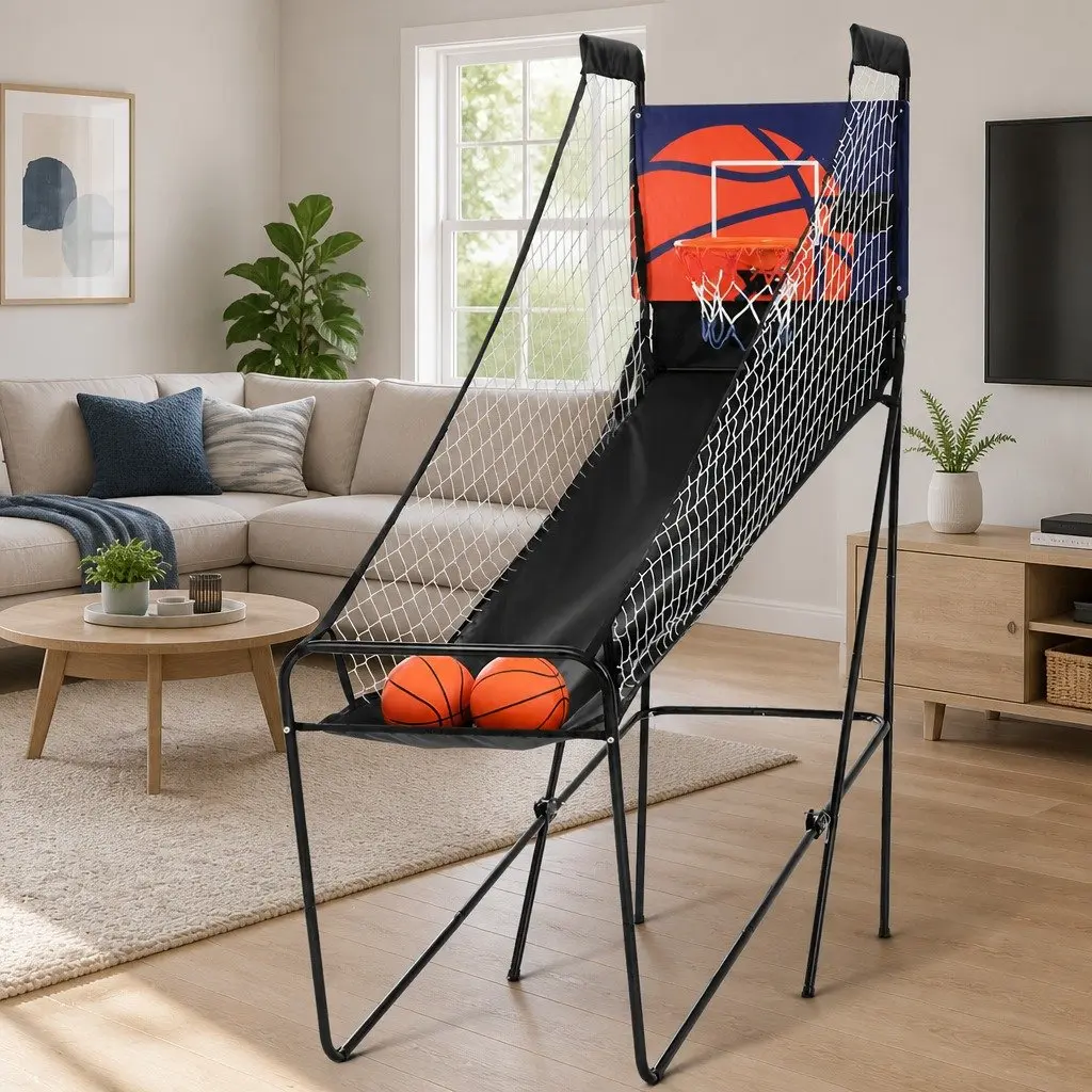 Basketball Shooting Machine Electronic Scorer Indoor Outdoor 205cm Black