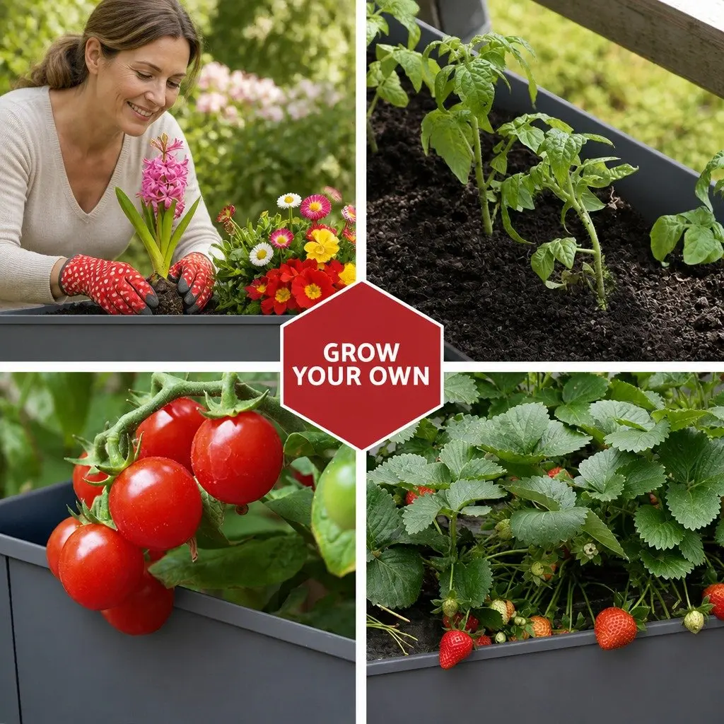Raised Garden Bed Elevated Planter Box 100x40x80cm Aluminium Grey Mobile for Herbs Vegetables