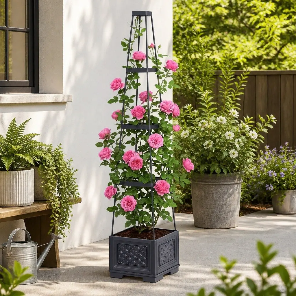 Self Watering Vertical Planter Tower 4 Layer 140cm Trellis Modular Garden Bed