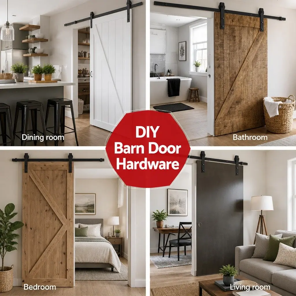 2.44m White Matte Sliding Barn Door Hardware Set