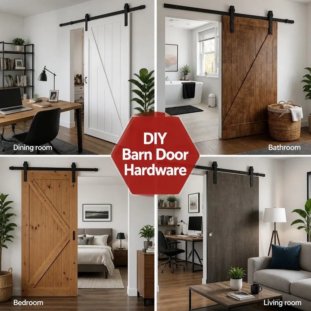 Sliding Barn Door Hardware Track Set 3.66m Black Steel Rail Roller Kit 120kg