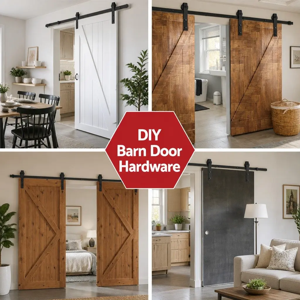 Barn Door Hardware Track Set Black Steel for Sliding Doors 4M with Rollers and Floor Guide