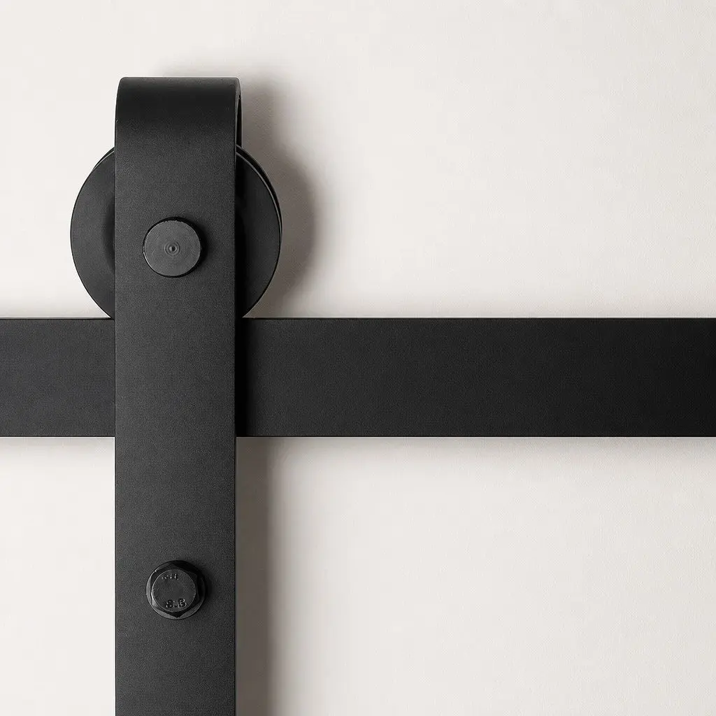 Black Steel Sliding Barn Door Hardware Track Set
