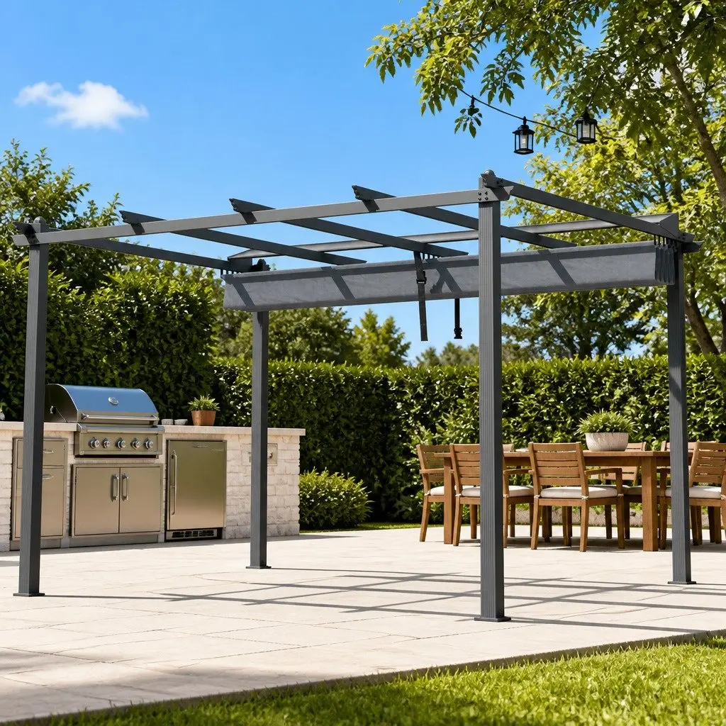 Outdoor Gazebo 3x4m Pergola Garden Canopy Adjustable Shade with Aluminium Frame