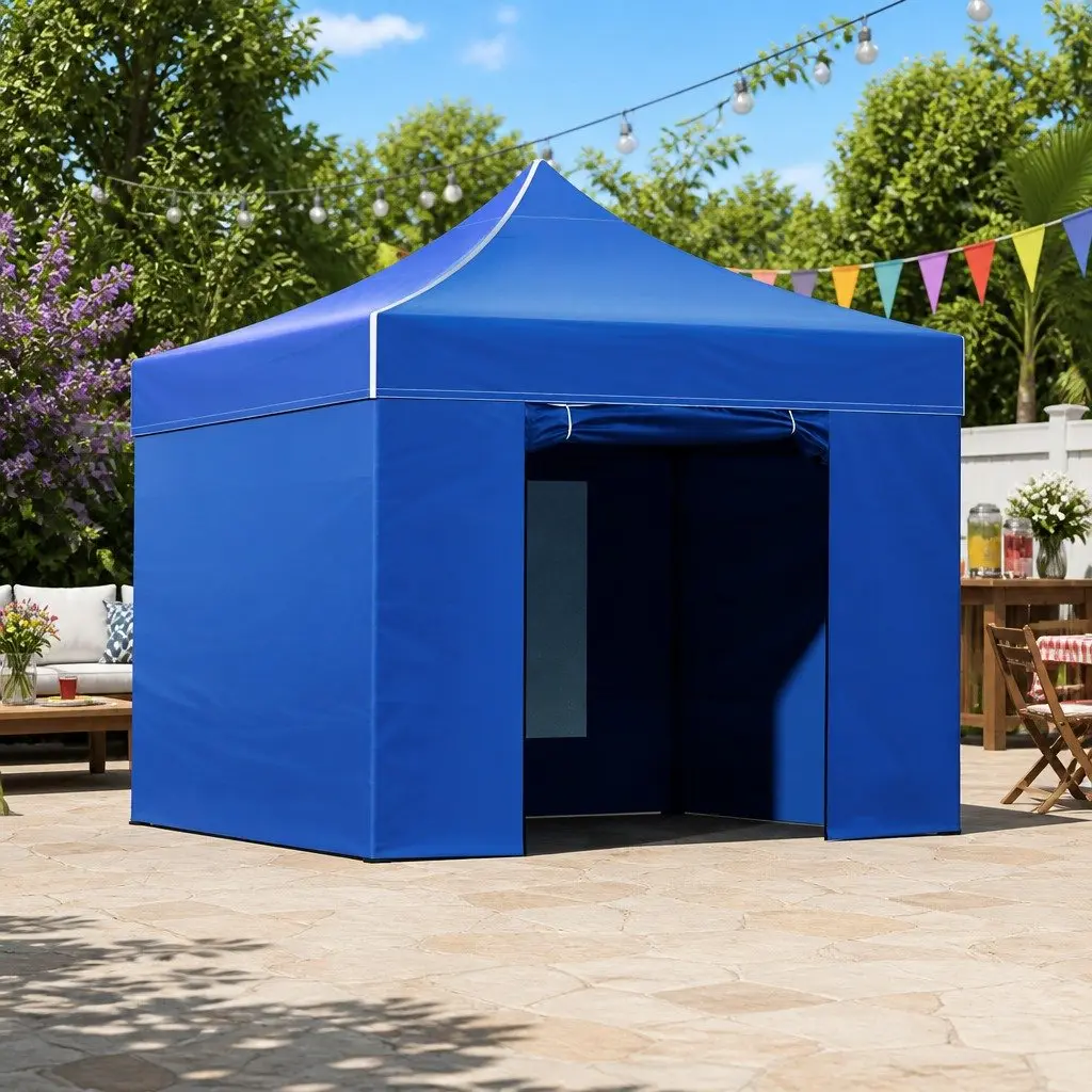 Pop Up Gazebo 3x3m Folding Tent Outdoor Canopy Blue Oxford Fabric