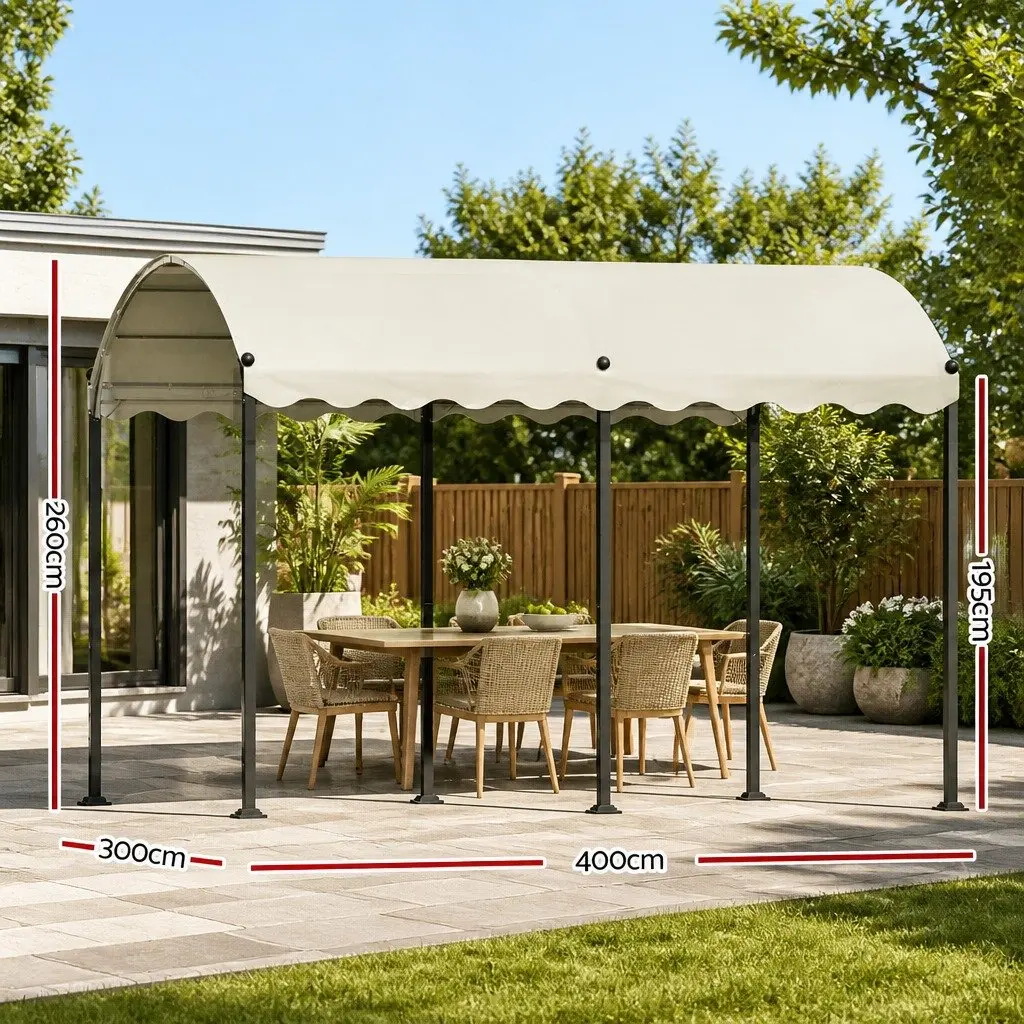Iron Art Gazebo Outdoor Event Tent Canopy Shade 4x3m Beige