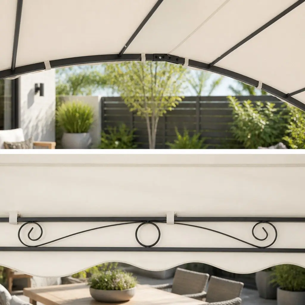 Iron Art Gazebo Outdoor Event Tent Canopy Shade 4x3m Beige