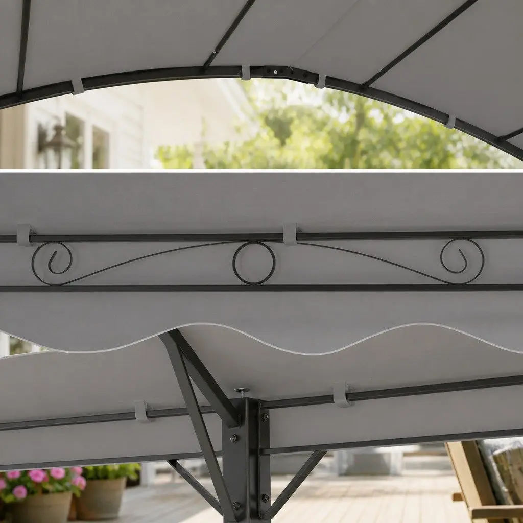 Gazebo Canopy Shade Tent 4x3m Outdoor Garden Wedding Event Shelter Grey