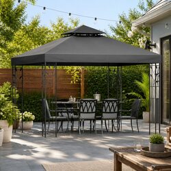 Reliable 3x3m Grey Gazebo with Sturdy Design