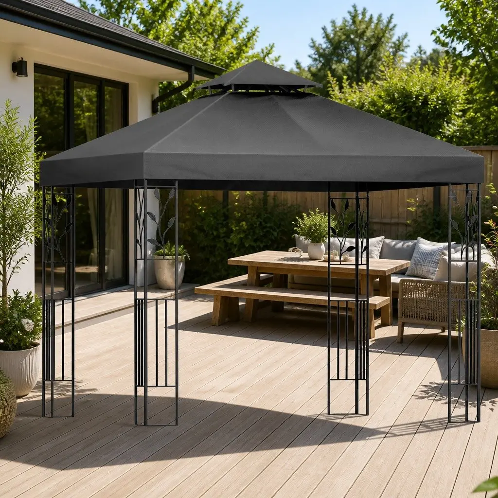 Grey Gazebo 3x3m Outdoor Canopy Tent Garden Event Shade Steel Frame