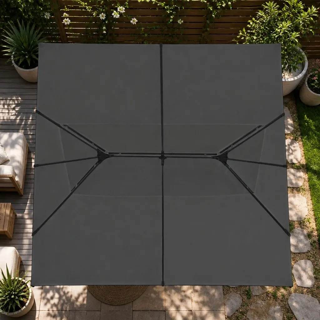 Outdoor Gazebo Tent 4x3m Grey Shade Wedding Event Canopy Iron Art