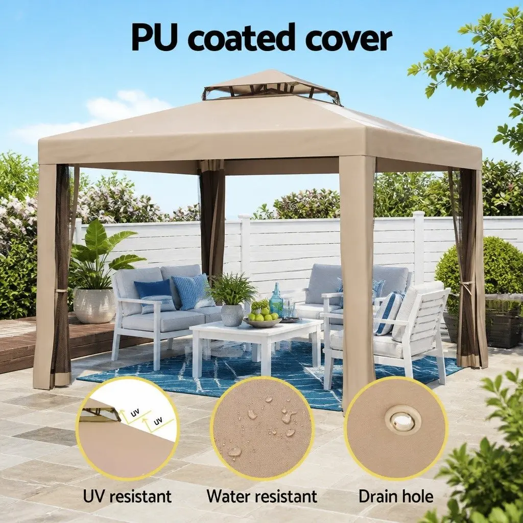 Gazebo Tent Outdoor Event Canopy 3m Brown