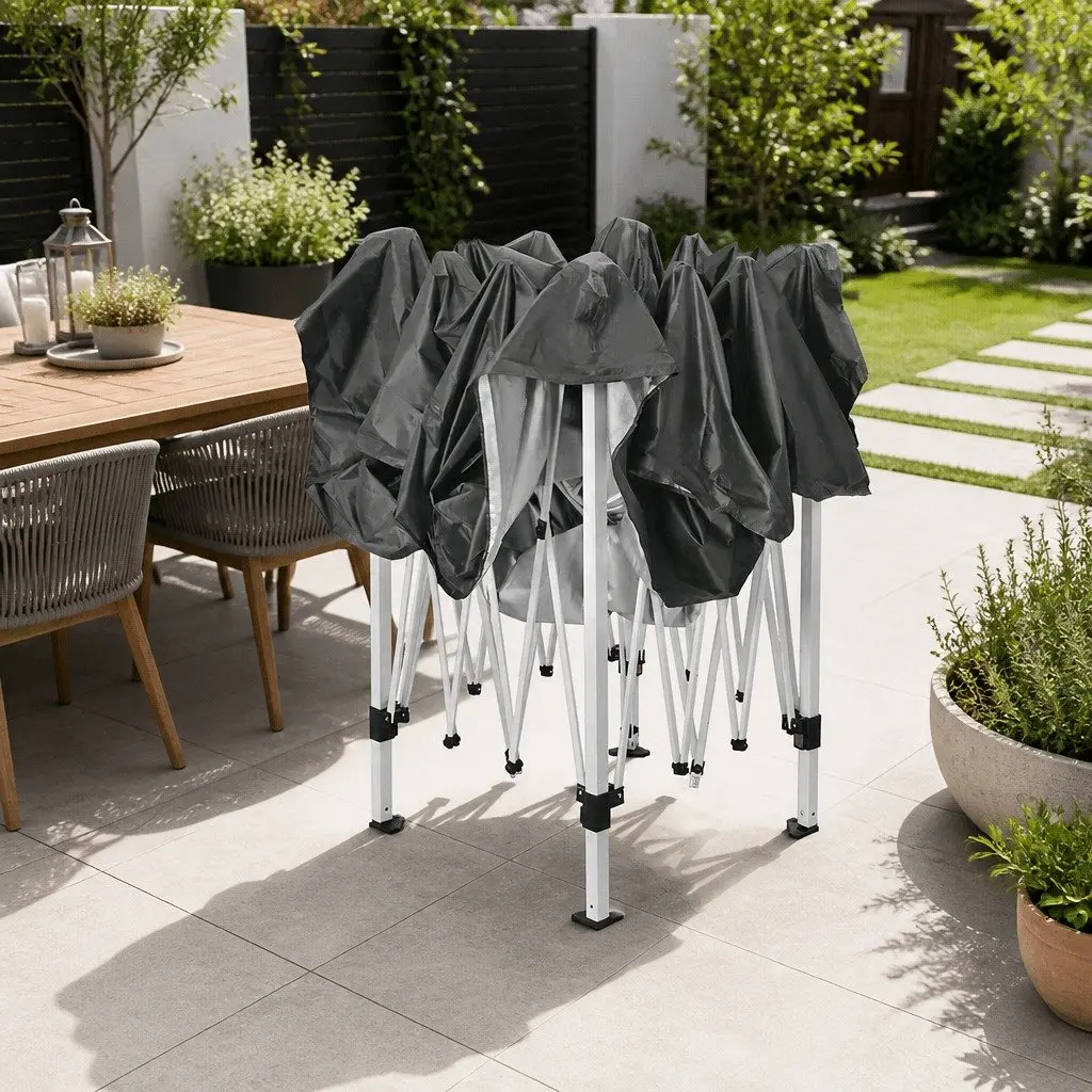 Pop Up Gazebo Canopy Outdoor 3x3m Grey with Mesh Walls