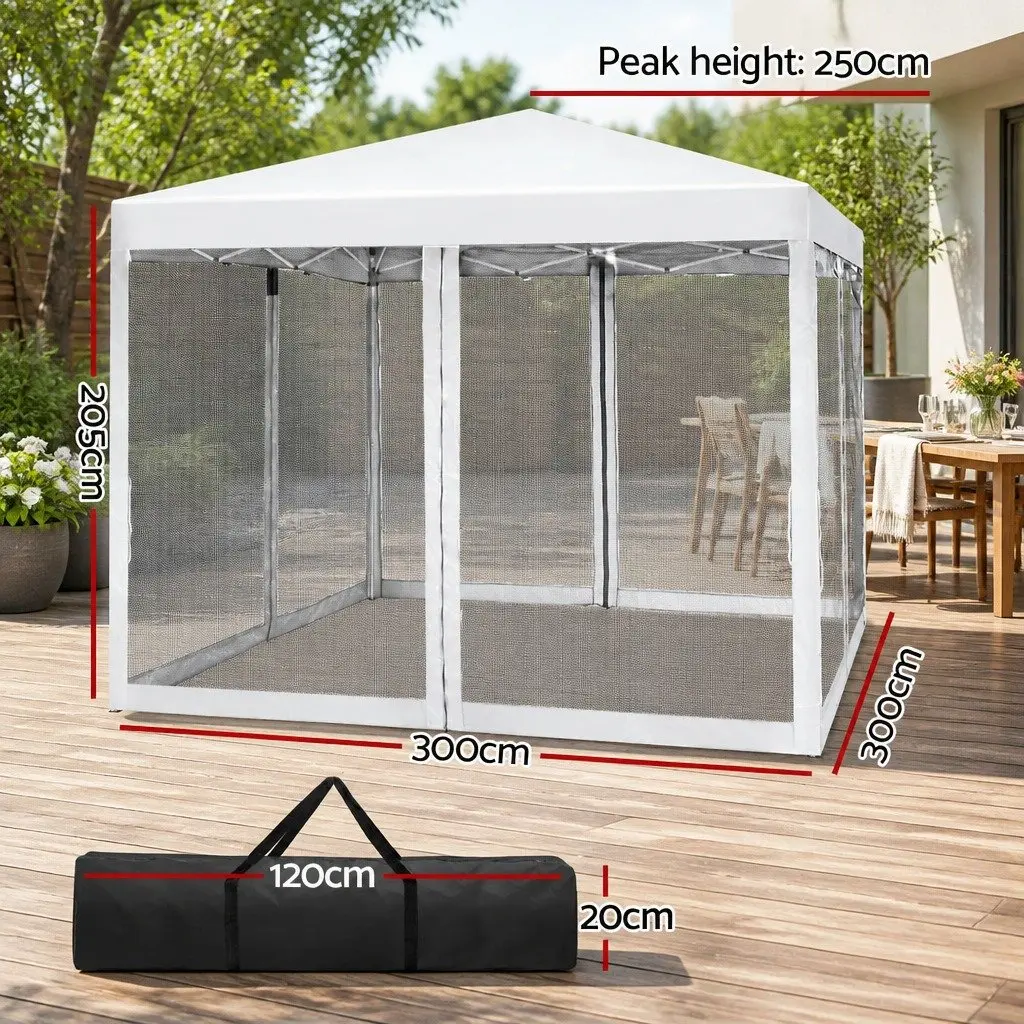 Pop Up Gazebo 3x3m Outdoor Garden Canopy Tent Wedding Party Camping Shade White