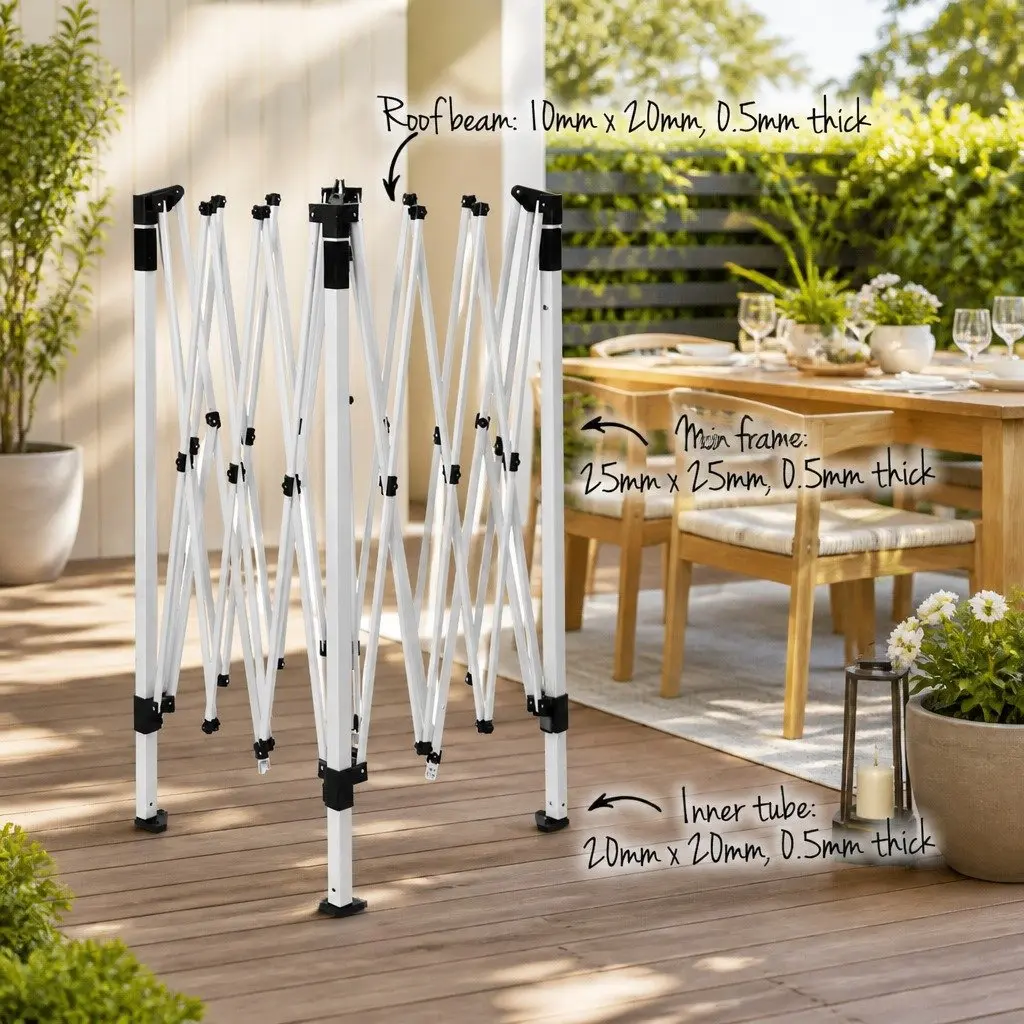 Pop Up Gazebo 3x3m Outdoor Garden Canopy Tent Wedding Party Camping Shade White