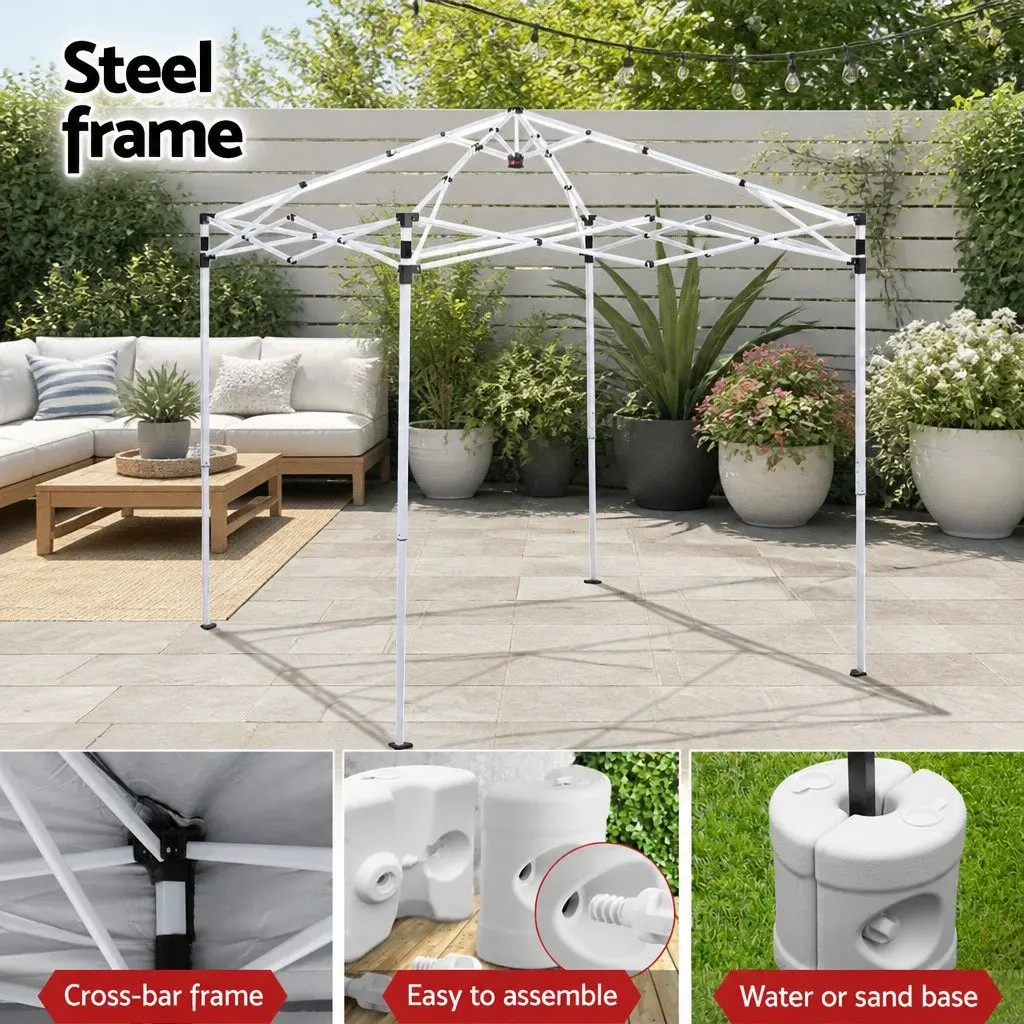 Gazebo 2x2m Outdoor Patio Garden Marquee Shade with Base Pods Blue White