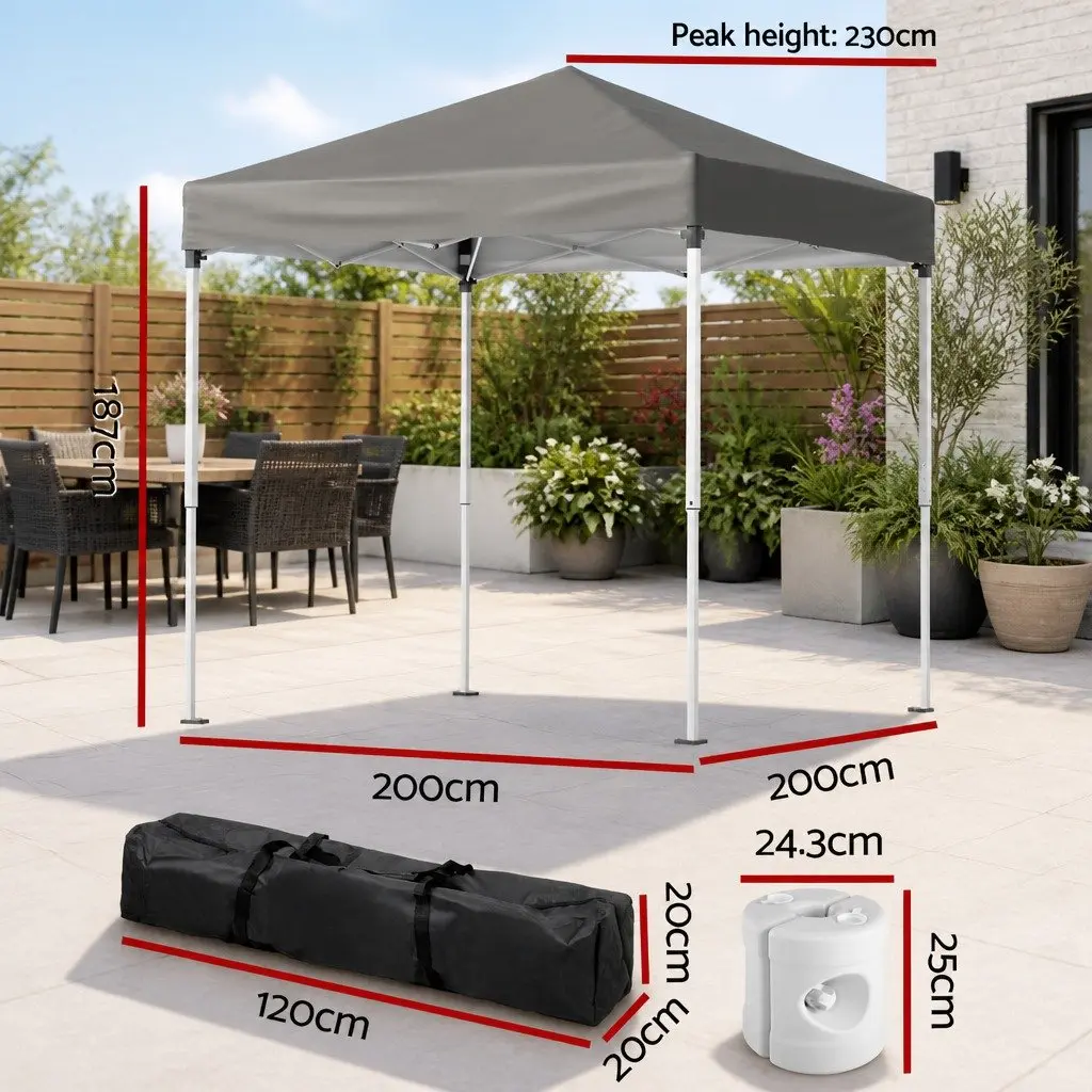2x2m Outdoor Gazebo in Grey