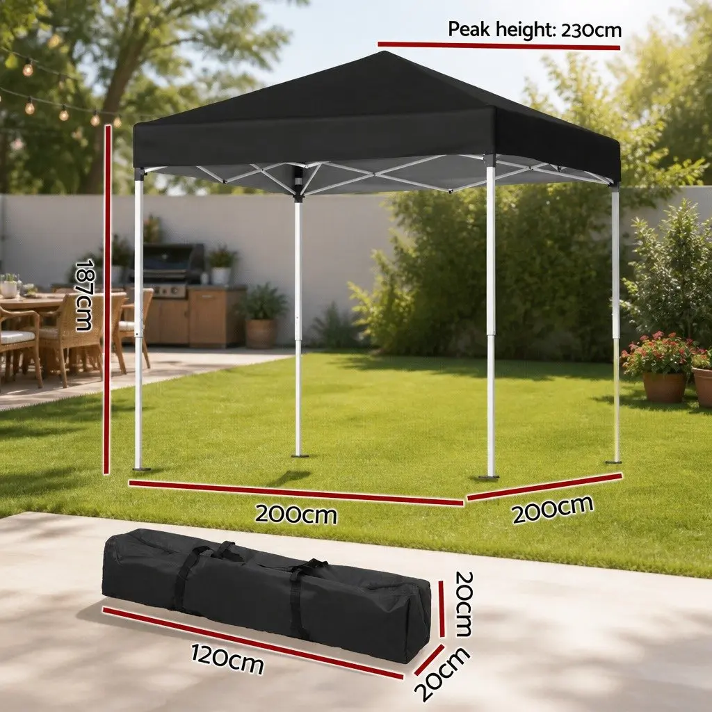Gazebo Outdoor Shade 2x2m Portable Canopy Black