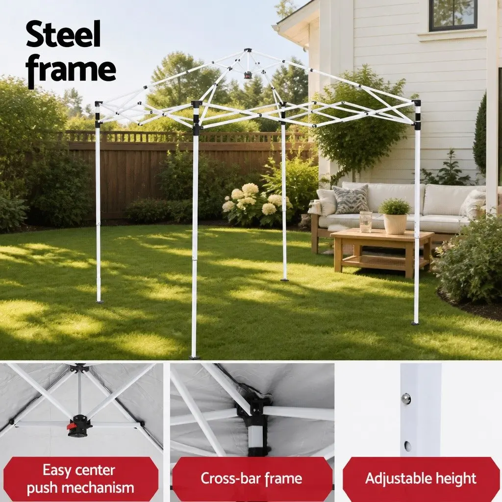 Gazebo Outdoor Shade 2x2m Portable Canopy Black