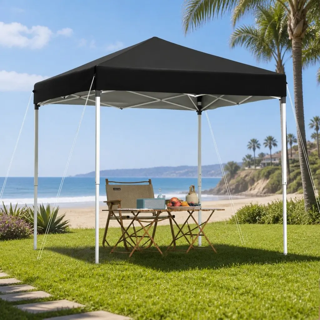 Gazebo Outdoor Shade 2x2m Portable Canopy Black