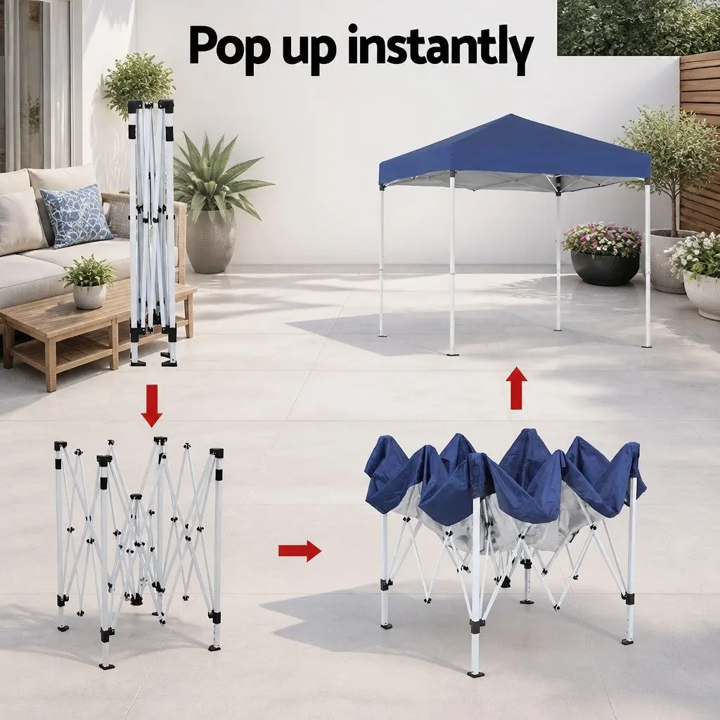 Gazebo Outdoor Shade Canopy 2x2m Blue Portable