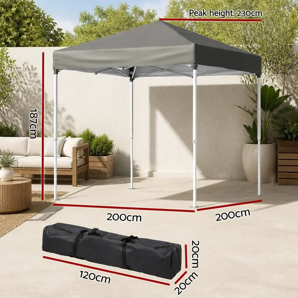 Gazebo Portable Canopy 2x2m Outdoor Shade Light Grey