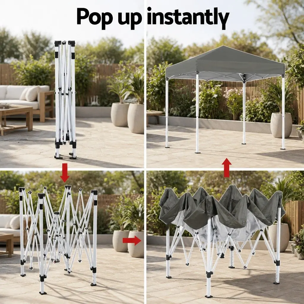 Gazebo Portable Canopy 2x2m Outdoor Shade Light Grey