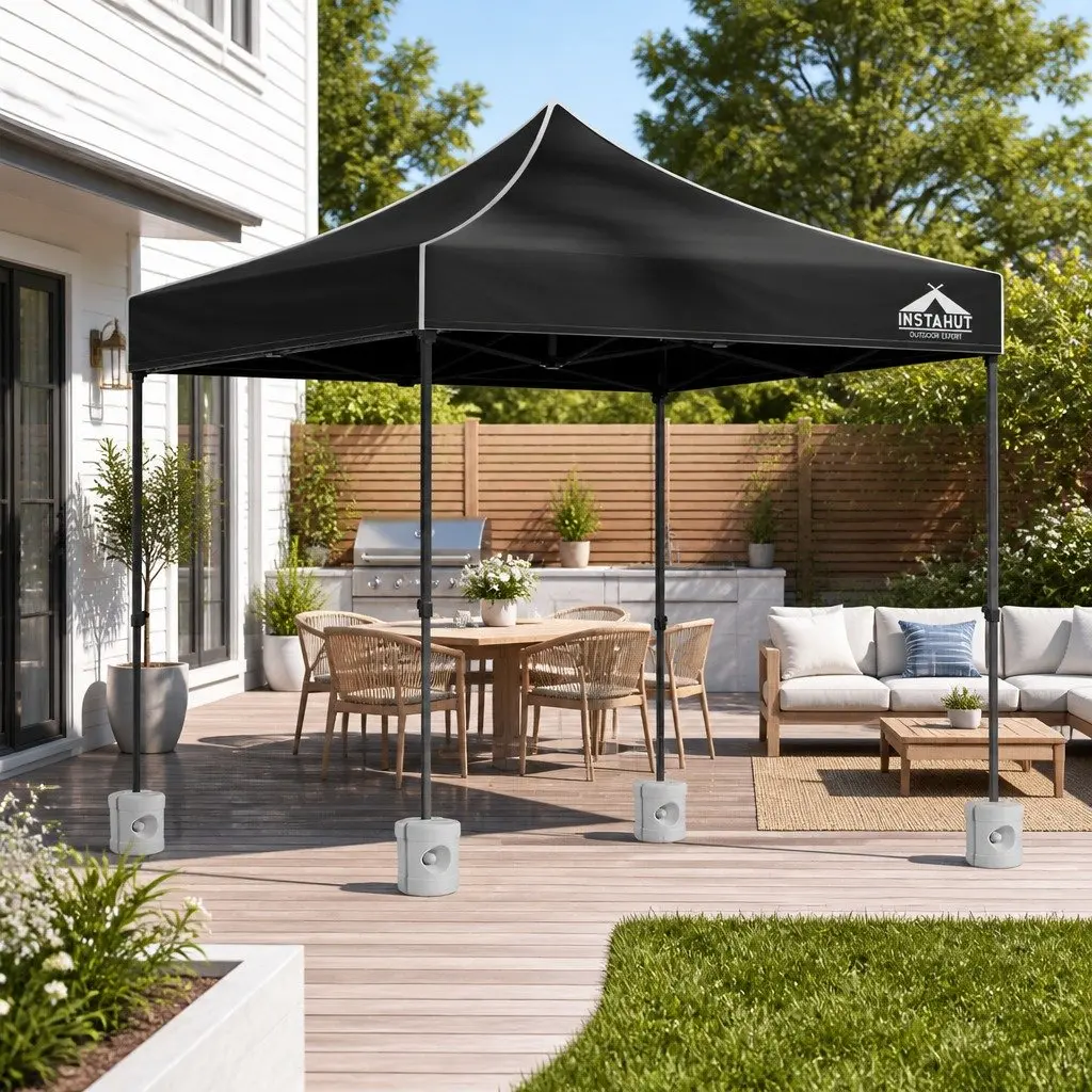 Pop Up Gazebo 3x3m Folding Canopy Shade Outdoor Black