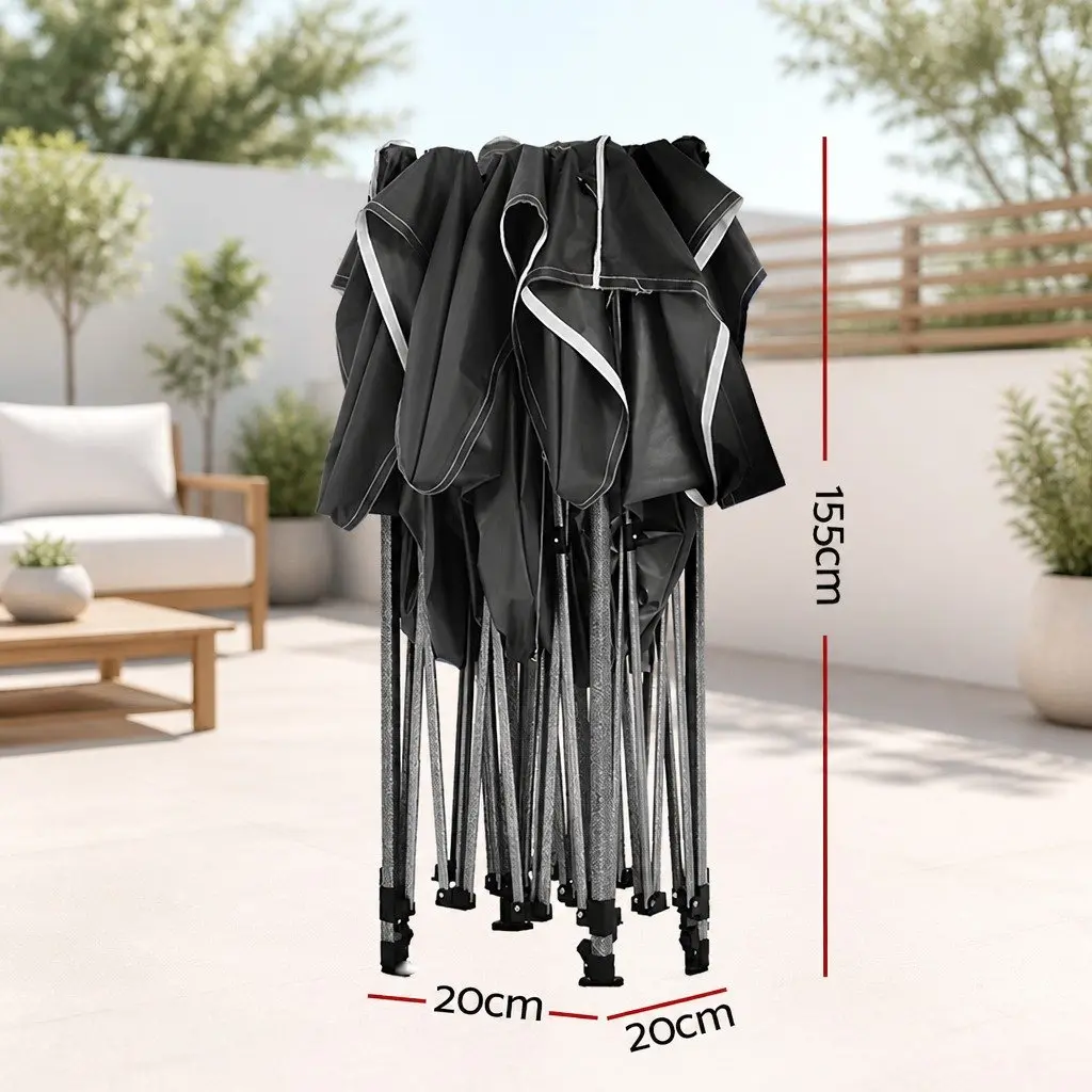 Pop Up Gazebo 3x3m Folding Canopy Shade Outdoor Black