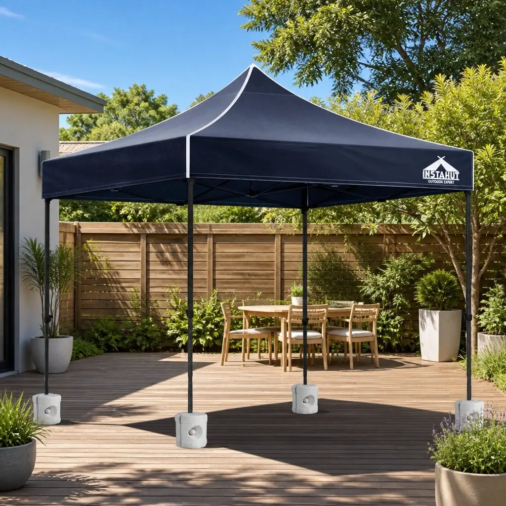Pop Up Gazebo 3x3m Outdoor Canopy Folding Tent Navy with 4 Base Pods