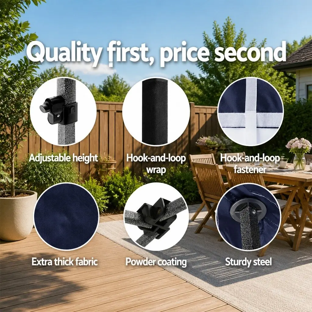 Pop Up Gazebo 3x3m Outdoor Canopy Folding Tent Navy with 4 Base Pods