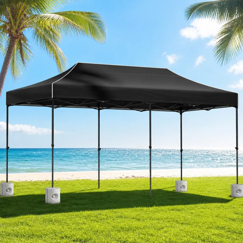 Pop Up Gazebo Canopy Tent 3x6m Folding Outdoor Black