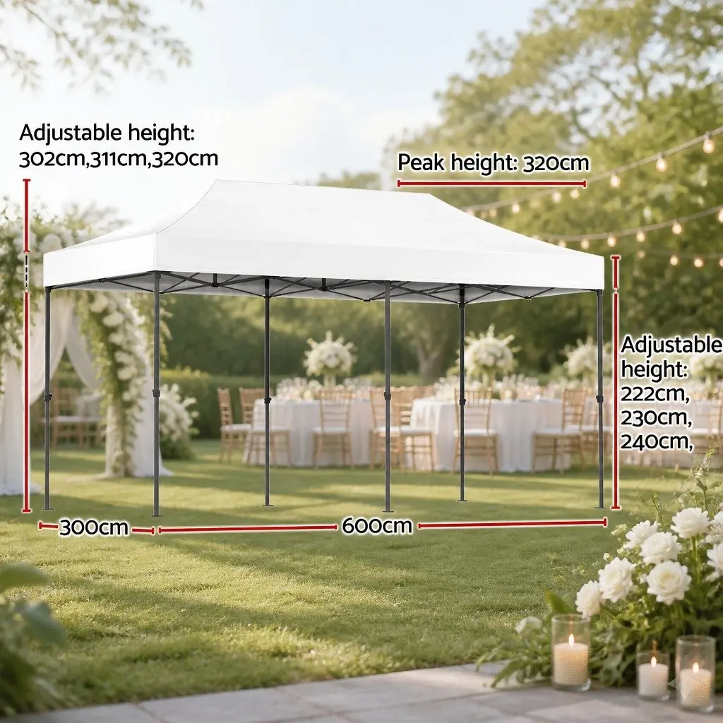 Pop Up Gazebo Tent Outdoor Canopy 3x6m White