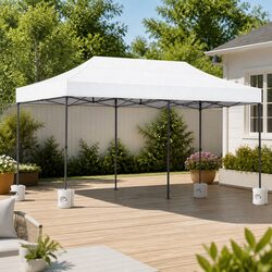 Pop Up Gazebo Marquee 3x6m Folding Canopy Tent White with 4 Base Pods