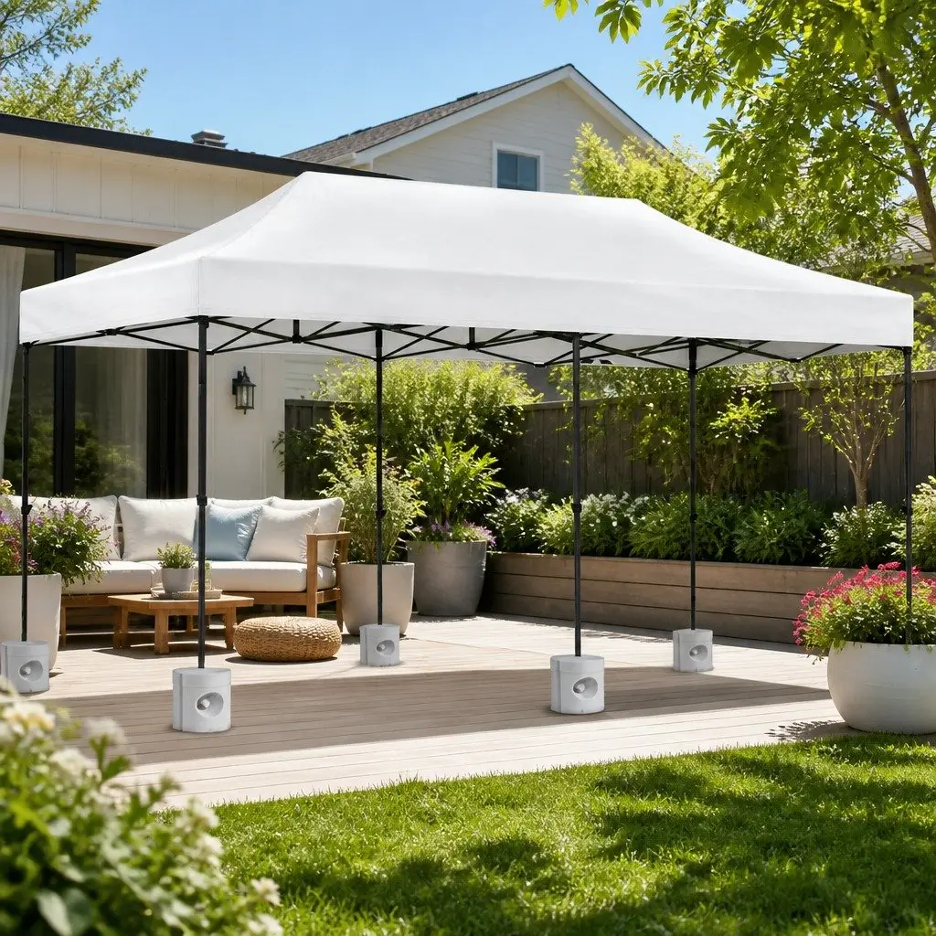 Pop Up Gazebo Canopy Tent 3x6m White for Outdoor Events with 4 Base Pods