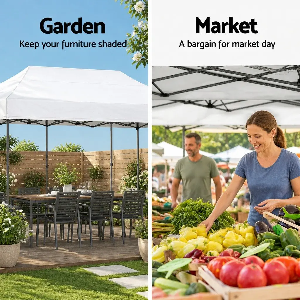 Pop Up Gazebo Canopy Tent 3x6m White for Outdoor Events with 4 Base Pods