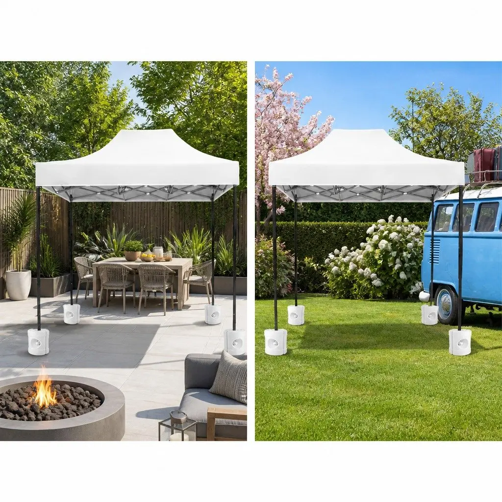 Gazebo Base Pod Kit Outdoor Canopy Leg Stabiliser 4 Pieces White